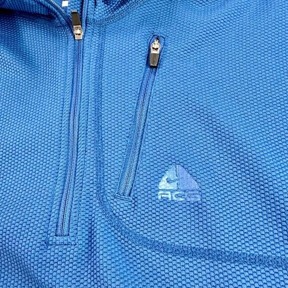 Nike ACG Men's Large Blue & Gray Dri-Fit Pullover Quarter Zip Sweatshirt Outdoor - Picture 5 of 7